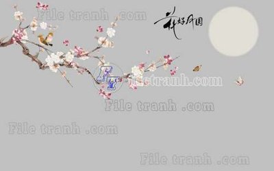 Download file gốc File tranh gốc tranh tường hoa thủy mặc trung quốc TTQ182 (in lụa) tranh 3D