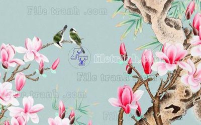 File in ấn File tranh gốc tranh tường hoa thủy mặc trung quốc TTQ207 chuyên nghiệp