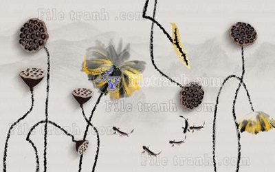 File gốc File tranh gốc tranh tường hoa thủy mặc trung quốc TTQ278 (in lụa) họa tiết 3D