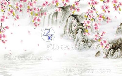 File in trần File tranh gốc tranh tường hoa thủy mặc trung quốc TTQ33 (bản gốc) hoa văn