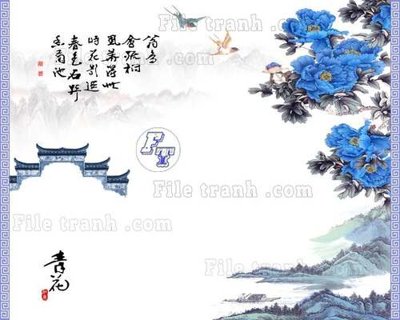 File gốc File tranh gốc tranh tường hoa thủy mặc trung quốc TTQ346 (trang trí) phòng ngủ