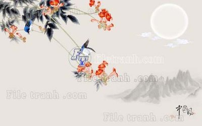 File gốc File tranh gốc tranh tường hoa thủy mặc trung quốc TTQ406 (cho in UV) siêu nét