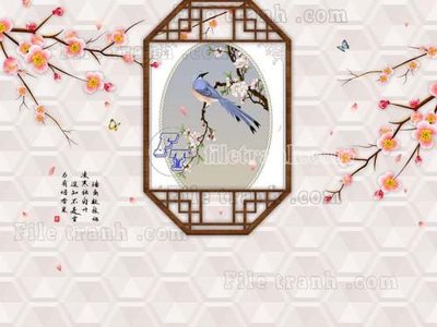 File in mica File tranh gốc tranh tường hoa thủy mặc trung quốc TTQ468 (bản gốc) làm vách ngăn