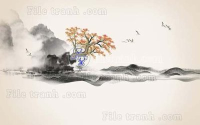 File in trần File tranh gốc tranh tường hoa thủy mặc trung quốc TTQ472 (file gốc) phong thủy