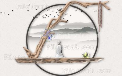 File gốc File tranh gốc tranh tường hoa thủy mặc trung quốc TTQ490 (bản quyền) cho in ấn