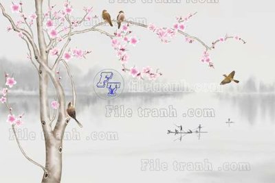 File gốc File tranh gốc tranh tường hoa thủy mặc trung quốc TTQ559 (chuẩn CMYK) cho nhà in