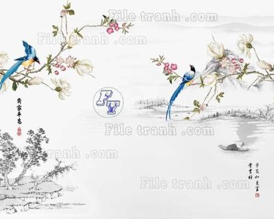 File ảnh File tranh gốc tranh tường hoa thủy mặc trung quốc TTQ593 (gốc) in quảng cáo ngoài trời