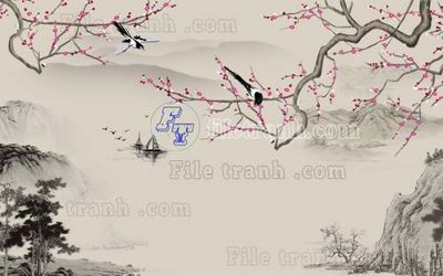 Tải file tranh gốc File tranh gốc tranh tường hoa thủy mặc trung quốc TTQ97 chất lượng cao