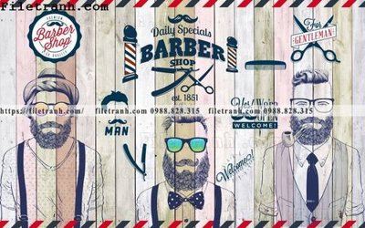 Hình ảnh file gốc in lụa Tranh dan tuong Tiem cat toc barber 107