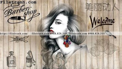 File gốc Tranh dan tuong Tiem cat toc barber 113 (PNG) nền trong suốt