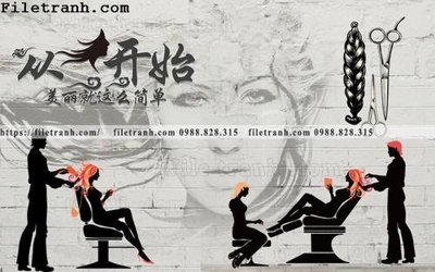 File in trần Tranh dan tuong Tiem cat toc barber 124 (bản gốc) bầu trời