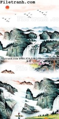 File tranh Tranh phong canh sanh vao cua Trung Quoc124 (bản gốc) in lụa 5D