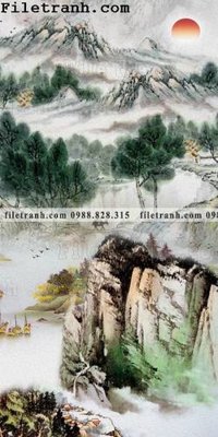 File gốc Tranh phong canh sanh vao cua Trung Quoc180 (in lụa) chi tiết cao