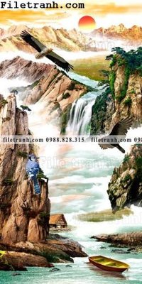 Download file gốc Tranh phong canh sanh vao cua Trung Quoc192 (in lụa) tranh 3D