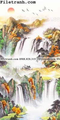 File gốc Tranh phong canh sanh vao cua Trung Quoc219 (ảnh chi tiết) để in lụa