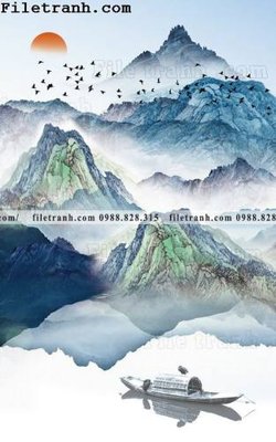 File tranh Tranh phong canh sanh vao cua Trung Quoc290 (bản gốc) treo quán cafe