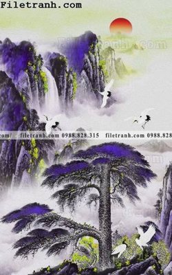 File gốc Tranh phong canh sanh vao cua Trung Quoc308 (ảnh chi tiết) để in lụa