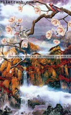 File gốc Tranh phong canh sanh vao cua Trung Quoc350 (in tráng gương) ốp tường