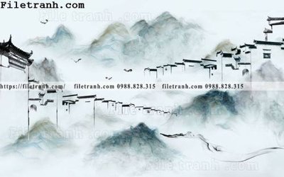 File tranh ảnh gốc Tuong nen toa nha co Zhang Jiangnan 116 dùng cho in khổ lớn