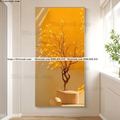 File gốc binh hoa va cay phong cach bac au 537 (in lụa) cao cấp