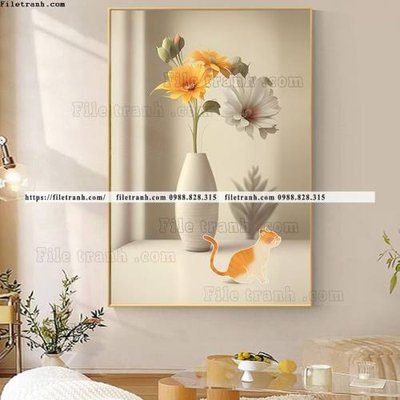 File ảnh binh hoa va cay xanh phan chieu anh sang 503 (gốc) in decal dán tường