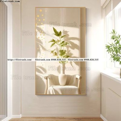 File gốc binh hoa va cay xanh phan chieu anh sang 507 (in lụa) trang trí tường