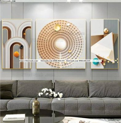 File gốc bo ba hinh hoc sang trong nhe nhang 500 (in lụa) trang trí tường