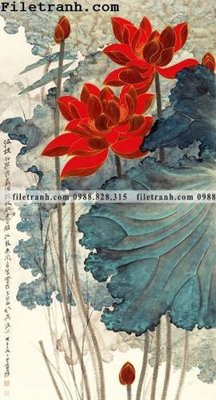 Download file gốc bong hoa sen trung quoc 147 (in lụa) tranh 3D