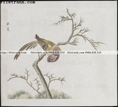 File gốc buc anh hoa co chim muong mau sac nhe nhang 126 (in mica) cắt laser