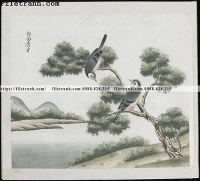 File in trần buc anh hoa co chim muong mau sac nhe nhang 184 (file gốc) hoa văn 3D