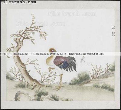 File tranh trang trí buc anh hoa co chim muong mau sac nhe nhang 265 (file gốc)