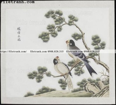 File tranh gốc PSD buc anh hoa co chim muong mau sac nhe nhang 290 còn nguyên layer