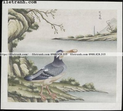 File in mica buc anh hoa co chim muong mau sac nhe nhang 293 (bản gốc) sắc sảo