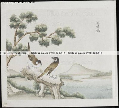 File tranh buc anh hoa co chim muong mau sac nhe nhang 298 (gốc) phong cách tối giản