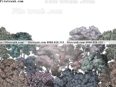 Download file gốc buc anh ve la rung cay nhiet doi chau Au co dien226 (in lụa) hoa lá