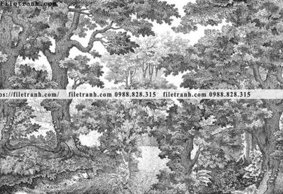 File tranh buc anh ve la rung cay nhiet doi chau Au co dien239 (gốc) phong cách tối giản