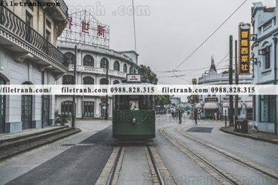 Download file tranh PSD buc anh ve pho co Thuong Hai 668 để chỉnh sửa