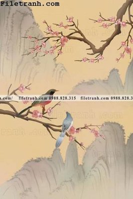 File tranh buc tranh hoa va chim co Trung Hoa 103 (ảnh gốc) in trần xuyên sáng