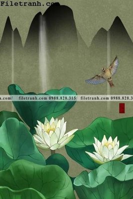 Download file buc tranh hoa va chim co Trung Hoa 125 (gốc) in mica ốp bếp