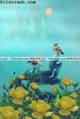 File in ấn buc tranh hoa va chim co Trung Hoa 126 (bản gốc) sắc nét