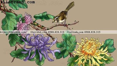 Download file gốc buc tranh hoa va chim co Trung Hoa 131 (in mica) 3D