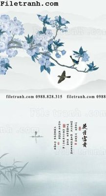 File tranh gốc PSD buc tranh muc ve hoa va chim Trung Quoc 105 còn nguyên layer