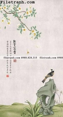 Ảnh gốc buc tranh muc ve hoa va chim Trung Quoc 115 (độ nét cao) in mica
