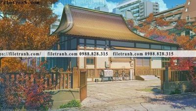 File tranh buc tranh phong canh hoat hinh gia khong gian 107 (bản gốc) in lụa dán tường