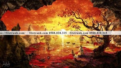 Tải file buc tranh phong canh hoat hinh gia khong gian 199 (gốc) in tranh tráng gương