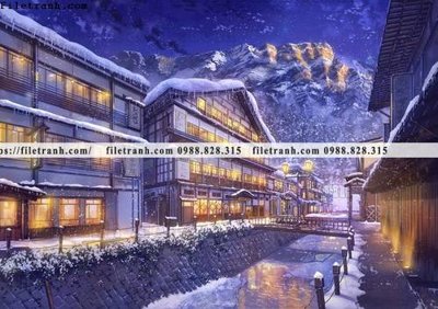 File gốc buc tranh phong canh hoat hinh gia khong gian 278 (in lụa) họa tiết 3D