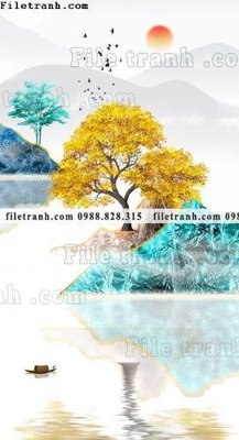 File gốc buc tranh phong canh loi vao phong cach Trung Quoc moi 146 (in tráng gương) nghệ thuật