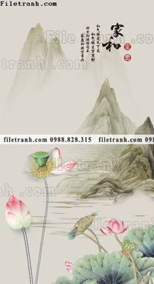 File gốc buc tranh phong canh loi vao phong cach Trung Quoc moi 173 (chuẩn màu) cho in offset