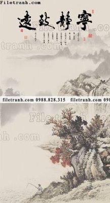 File in trần buc tranh phong canh loi vao phong cach Trung Quoc moi 174 (bản gốc) mây trời