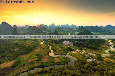 File tranh buc tranh phong canh nong thon 130 (ảnh gốc) in trần 3D